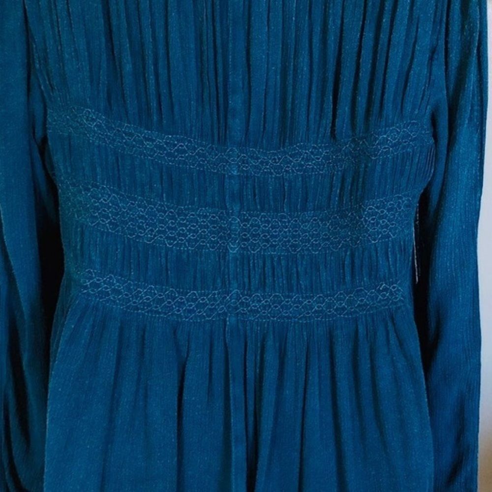 Free People Teal Blue Bird high-low Tunic Medium - Picture 5 of 9